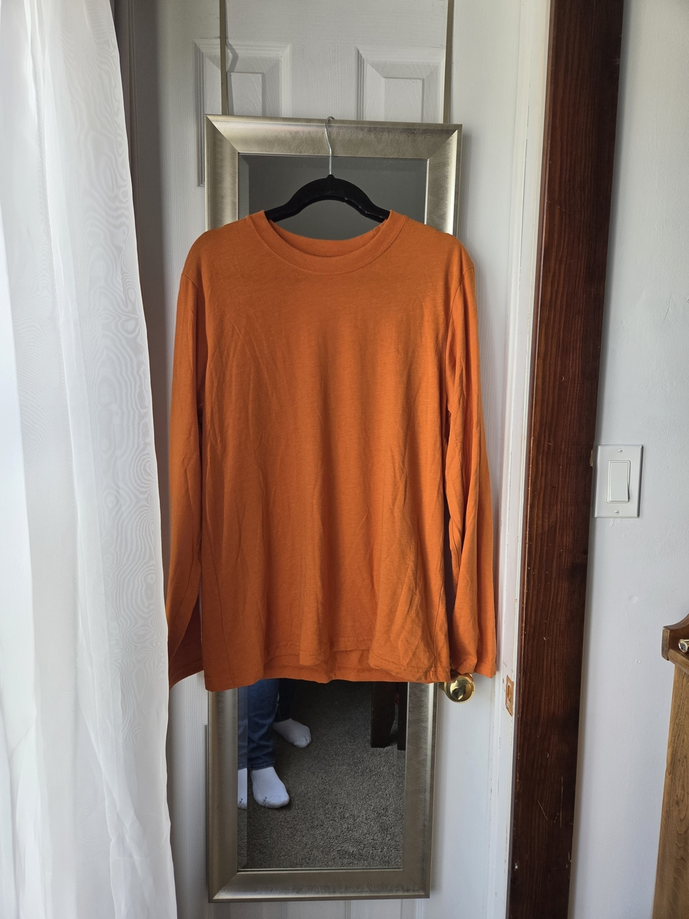 Men's Long-Sleeve Crewneck Shirt in Orange